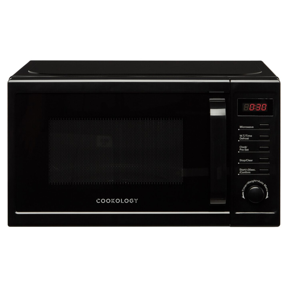 Cookology Cfsdi20lbk 800W Freestanding Microwave, 20L, Digital, 25Cm Turntable, Quick Defrost, 8 Functions - Black