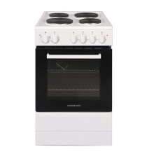 Cookology CFSPSC501WH 50cm 62L Capacity Single Cavity Freestanding Electric Cooker with 4 Zone Solid Plate Hob Cooktop - White