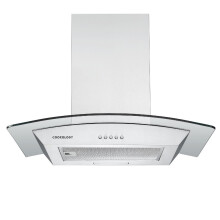 Cookology CGL600SS/A Designer Extractor | 60cm Curved Glass Chimney Cooker Hood in Stainless Steel