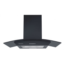 Cookology Curved Glass Chimney Cooker Hood, Energy A Rated Wall Mounted Extractor Fan, LED lighting, Adjustable Height (Black, 70cm)