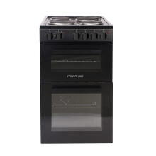 Cookology CFSPTC502BK 50cm Twin Cavity Electric Cooker, 93L, Solid Plate Hob, 4 Zones - Black