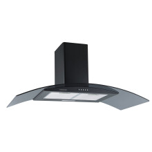Cookology CGL100BK/A Energy A Rated Black 100cm Curved Glass Chimney Cooker Hood, Kitchen Extractor Fan