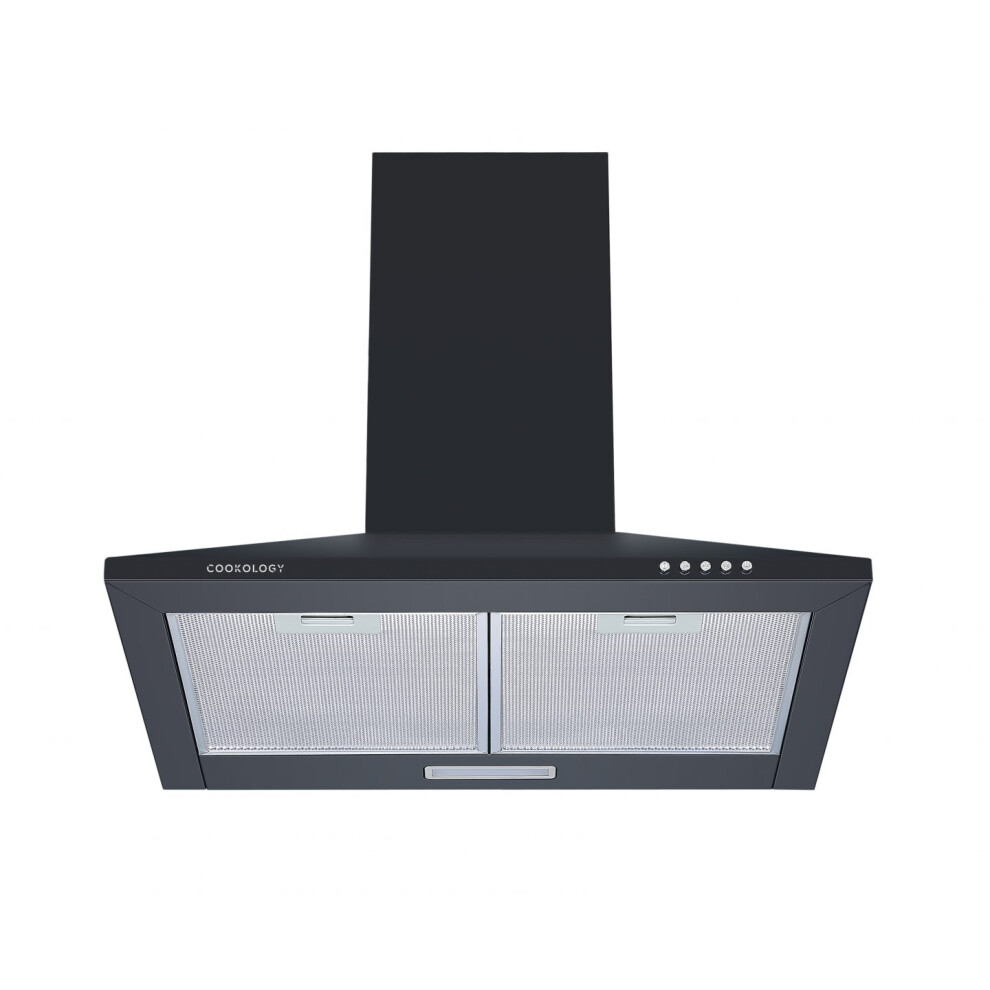 Cookology CH600BK 60cm Chimney Cooker Hood in Black | Kitchen Extractor Fan