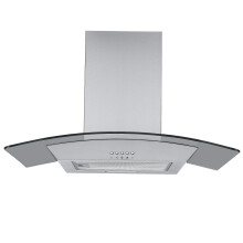 Cookology Curved Glass Chimney Cooker Hood, Energy A Rated Wall Mounted Extractor Fan, LED lighting, Adjustable Height (Stainless Steel, 70cm)