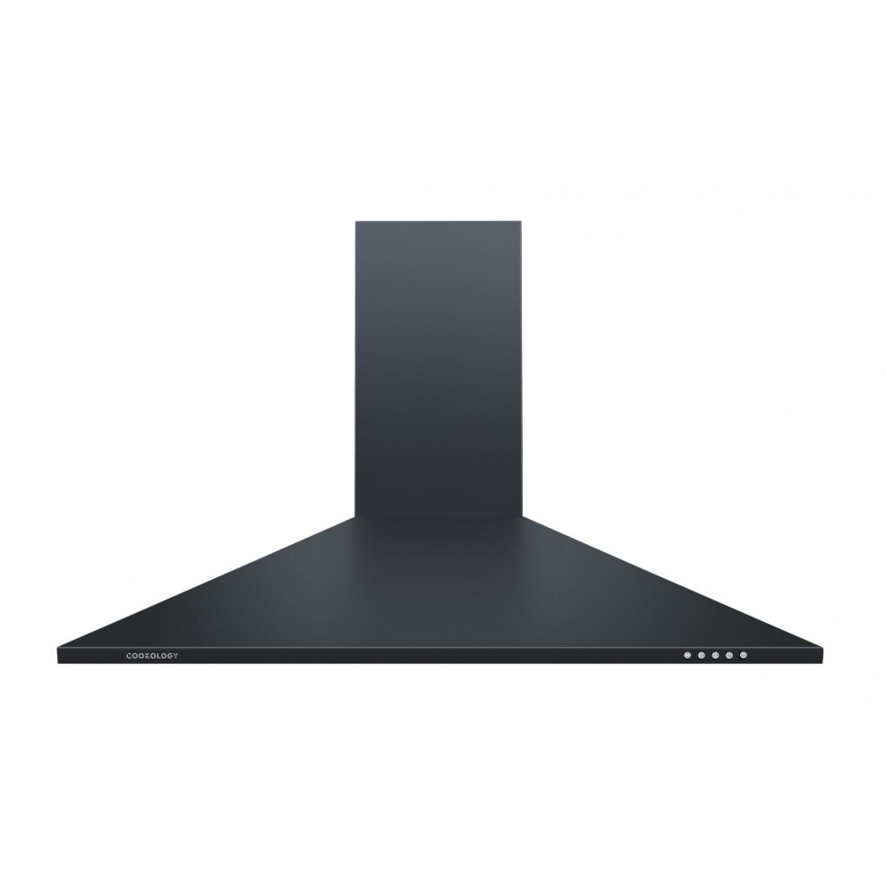 Cookology CH900BK/A 90cm Chimney Cooker Hood, 3 Speeds, LED, Adj. Height, Recirculating & Ducting - Black