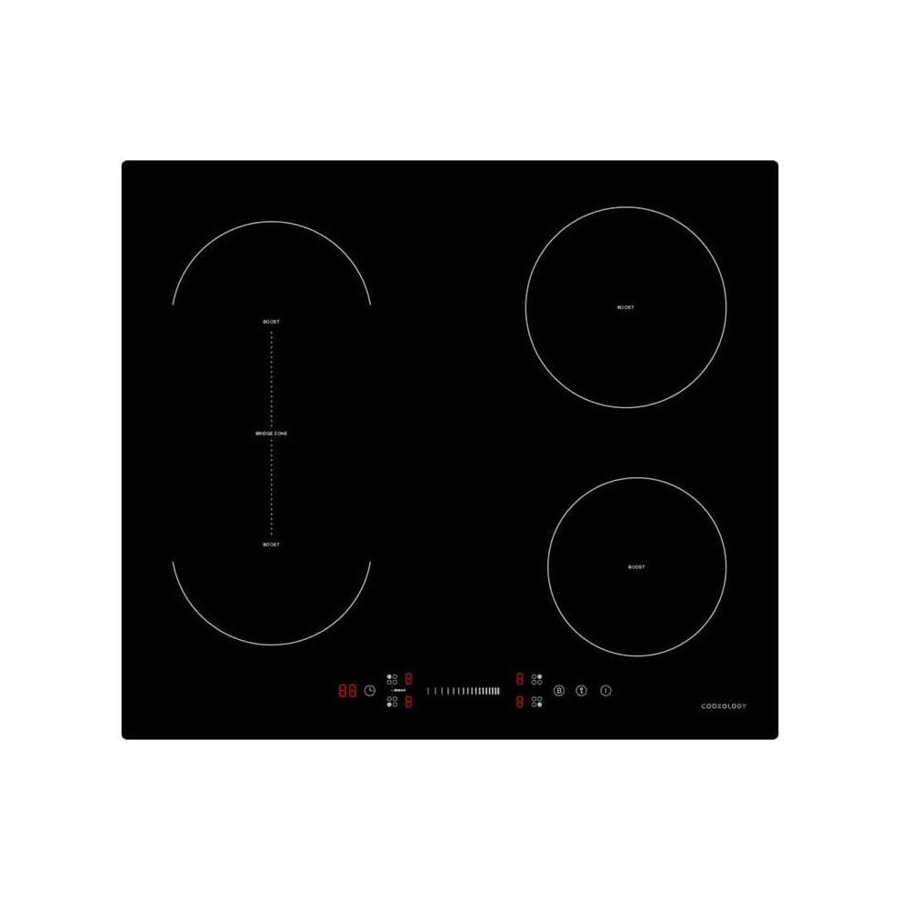 Cookology CIBP600 59cm Plug-in Induction Hob, 4 Zones, Touch Controls, Bridging, Child Lock, Plug Included - Black
