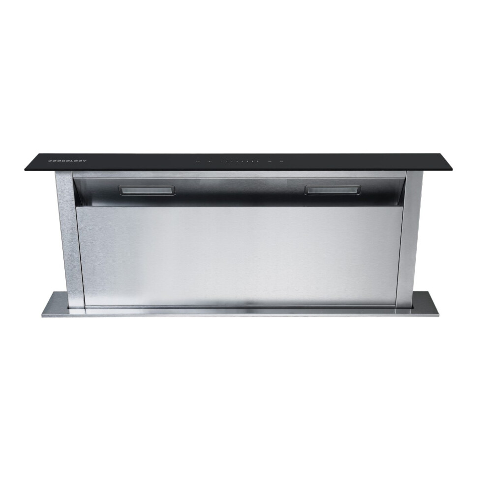 Cookology CDD900BK 90cm Downdraft Cooker Hood, Recirculating, 4 Speed Touch Controls, LED Light - S/Steel