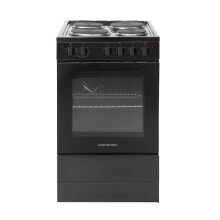 Cookology CFSPSC501BK 50cm 62L Capacity Single Cavity Freestanding Electric Cooker with 4 Zone Solid Plate Hob Cooktop - Black