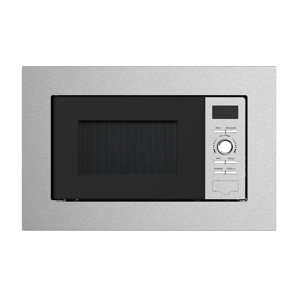 Cookology CBM20LSS Built-in Microwave, 20L, 800W, 25.5cm Turntable, 5 Power Levels, 8 Auto Programmes, S/Steel