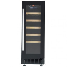 Cookology CWC301BK 30cm Wine Cooler, 20 Bottles, 60L, Digital Temp Control, 5 Shelves, Reversible Door - Black