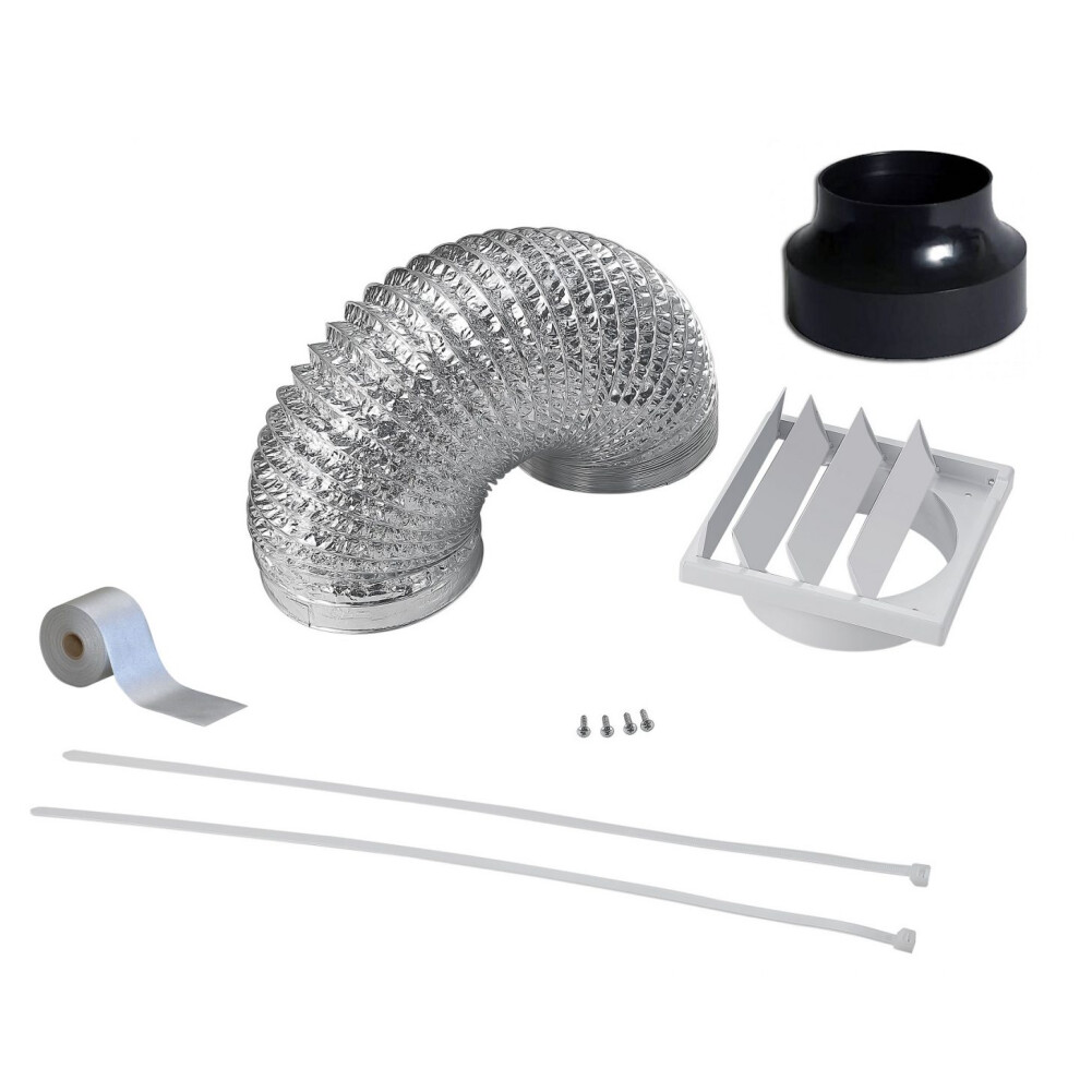 Cookology DK1M120 12cm Universal Ducting Kit for Kitchen Extractor Fans & Cooker Hoods | 120mm x 1 Metre Flexible Hose & Outside Wall Vent