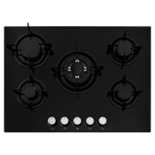 Cookology GGH700BK 70cm Gas-on-Glass Hob in Black with Enamel Pan Supports