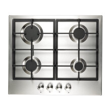 Cookology GH606SS Gas Hob Stainless Steel - 60cm - Built-in 4 Burners - Cast Iron Pan Supports - Auto Igniton and Easy to Use Dials