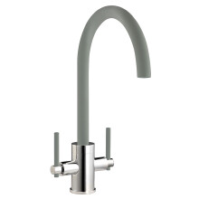 Cookology Livorno Twin Lever Kitchen Tap (Chrome Graphite Grey)