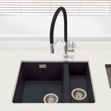 Cookology Lucca Granite Composite Kitchen Sink - 1.5 Bowl (Black)