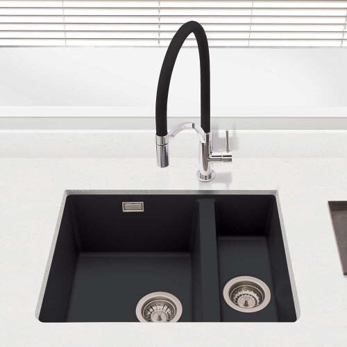 Cookology Cookology Lucca Granite Composite Kitchen Sink - 1.5 Bowl (Black) 2