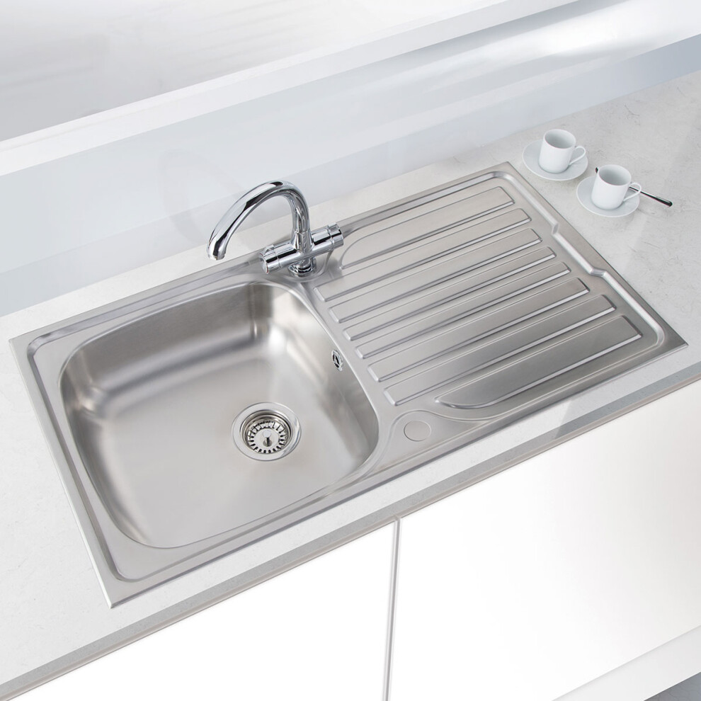 Cookology Massa Single Kitchen Sink and Drainer – Reversible – Stainless Steel