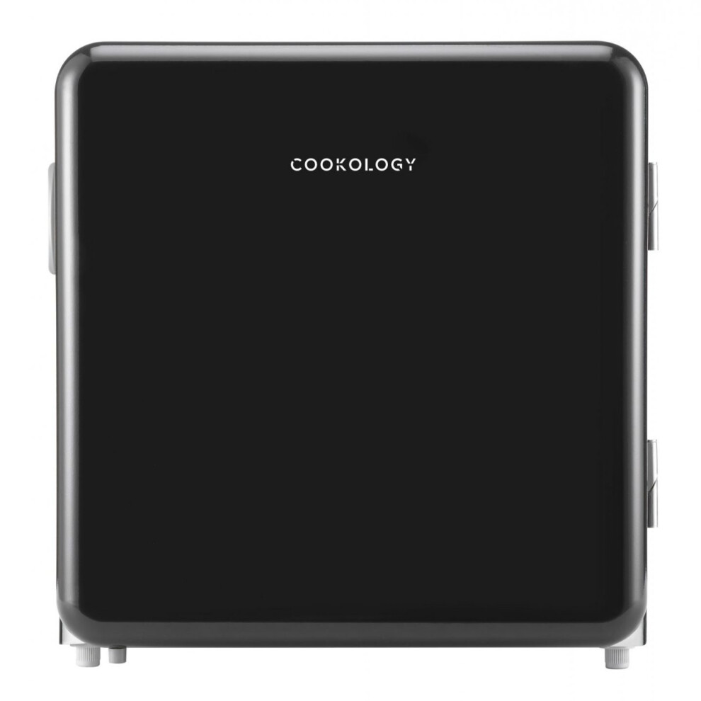 Cookology Retro Freestanding Fridge with Chiller Box, Self Closing Door (47L, Black)