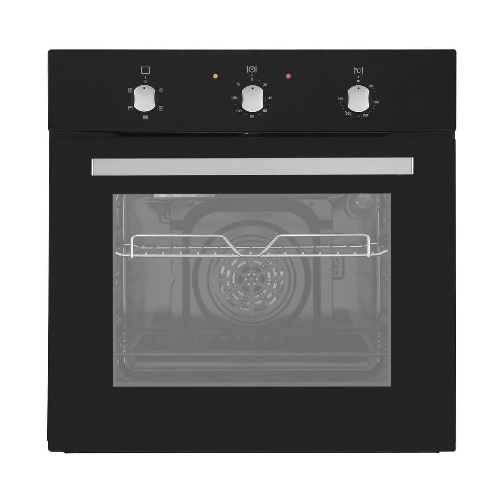 Cookology 60cm Built In Electric Fan Oven A+ Energy Rating - Integrated Single Fan Oven with Mechanical Timer & Grill in Black