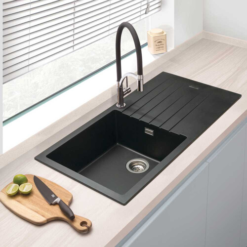 Cookology Cookology Sienna Granite Composite Kitchen Sink and Drainer - Black 2