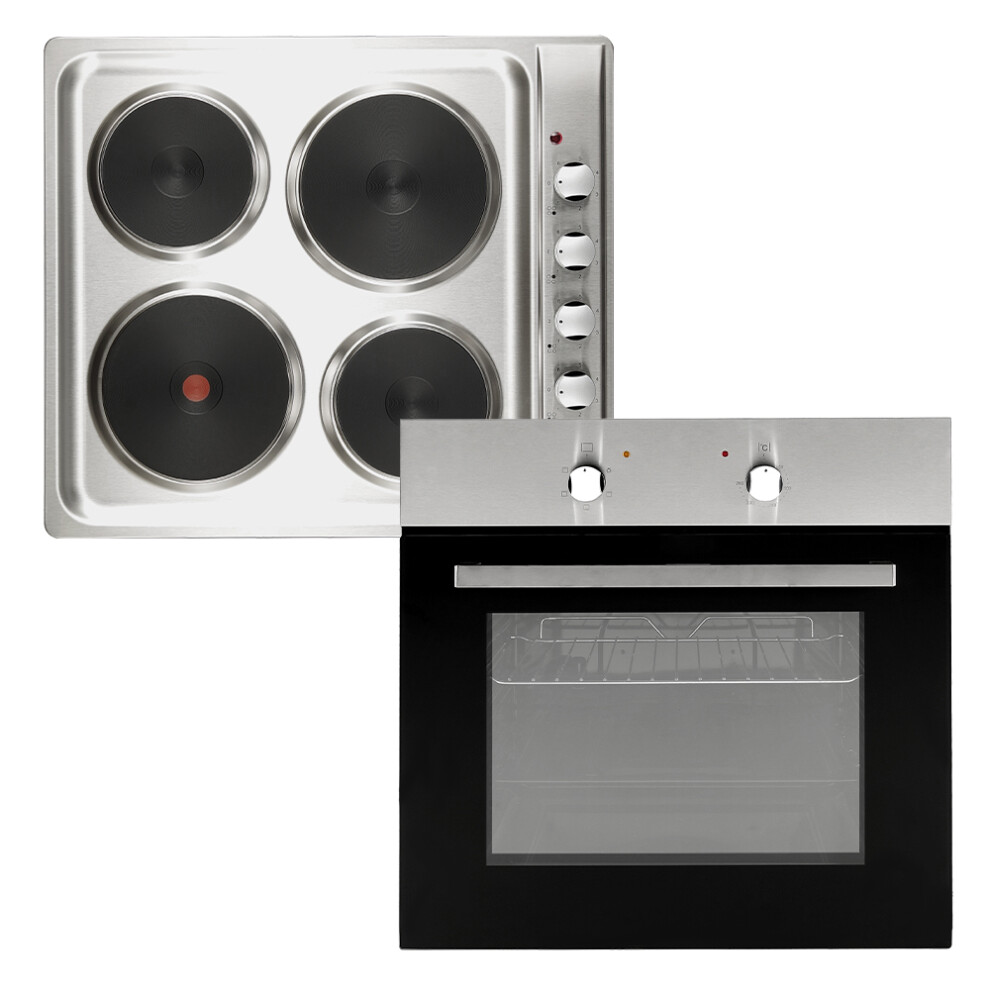 Cookology Oven & Hob Bundle - 60cm Built In Electric Static Oven with Solid Plate Hob