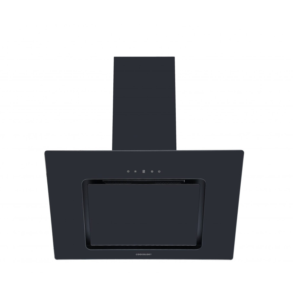 Cookology VER705BK/A++ 70cm Black Angled Glass Chimney Cooker Hood | Touch Controls