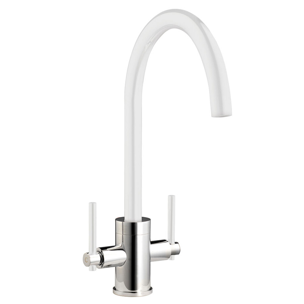 Cookology Livorno Twin Lever Kitchen Tap (Chrome White)