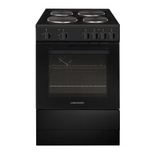 Cookology CFSP600BK/1 60cm Freestanding Electric Cooker, 68L, Solid Plate Hob, 4 Zones, Analogue Dials - Black
