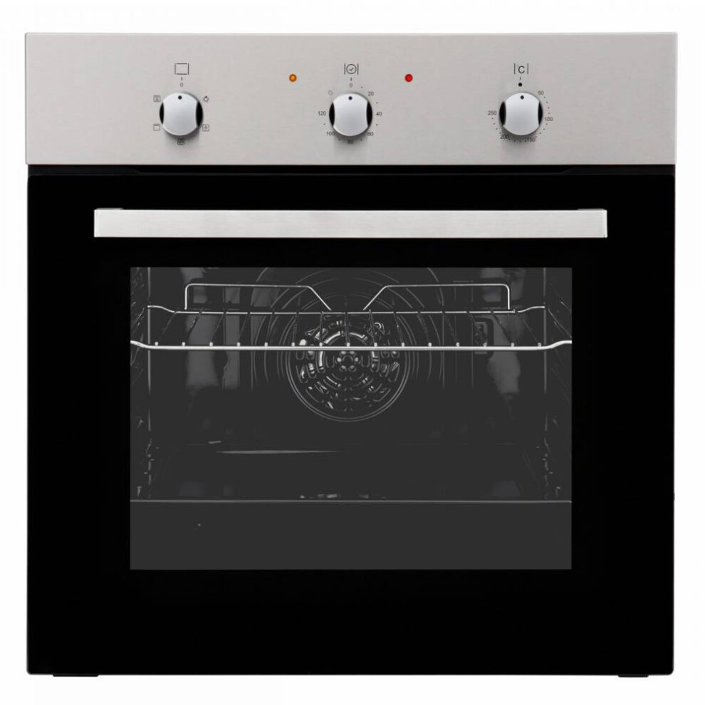 Cookology 60cm Built In Electric Fan Oven - Integrated Single Fan Oven with Mechanical Timer & Grill (Stainless Steel)