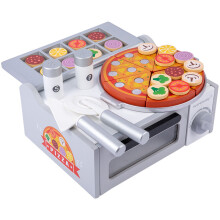 Wooden With Oven Pizza Pretend Play Set Kitchen Toy Realistic And Tools Toppings