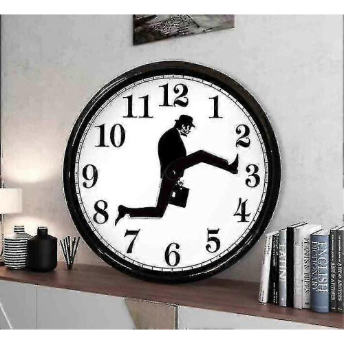 (black, One size) Inspired Silly Walk Wall Clock Creative Silent Mute Clock Wall Art 2