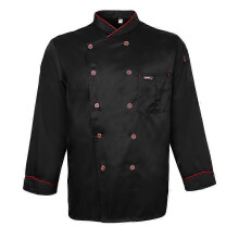 (3XL, Blue) Mens Womens Chef Apparel Piping Long Sleeve Chef Jacket Cook Work Coat Top