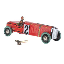 (As show, One size) Vintage Wind-up Red Racer Race Car Toy