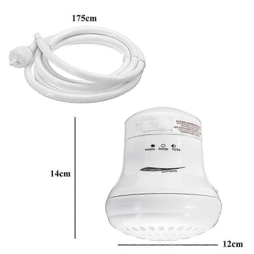 (As Show, One Size) 110/220V Instant Electric Water Heater Instant Hot Shower Head 5400W 3 Temperature Control 6902676350646