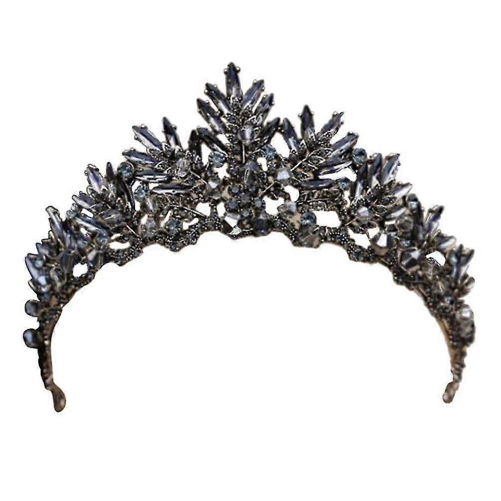(As show, One size) Black Crown Tiara Baroque Queen Crown Black Wedding Tiara For Women Halloween Party-image-OPC-PHJFKCX-NEW