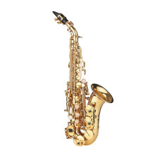 (As show, One size) Bb Soprano Saxophone Gold Lacquer Brass Sax with Instrument Case Mouthpiece Neck Strap Cleaning Cloth Brush for Musicians Beginners