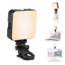 (As show, One size) Andoer W64 Mini Clip-on LED Video Light Mobile Phone Fill Light Tablet Computer Video Conference Light 2500K-6500K Dimmable for Online Meeting Live St