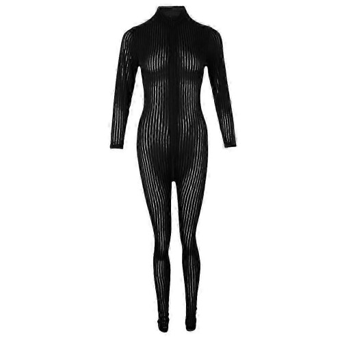 (Red, One size) Crotch Jumpsuits Zipper Long Sleeves Catsuit Bodysuit 1