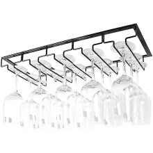 (As show, One size) Hanging Wine Glass Holder Metal Wine Glass Holder Under Cabinet Installation