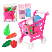 (As show, One size) 21pcs Kids Shopping Cart Trolley Play Set Reliable Toy Shopping Cart Trolley Role Playing
