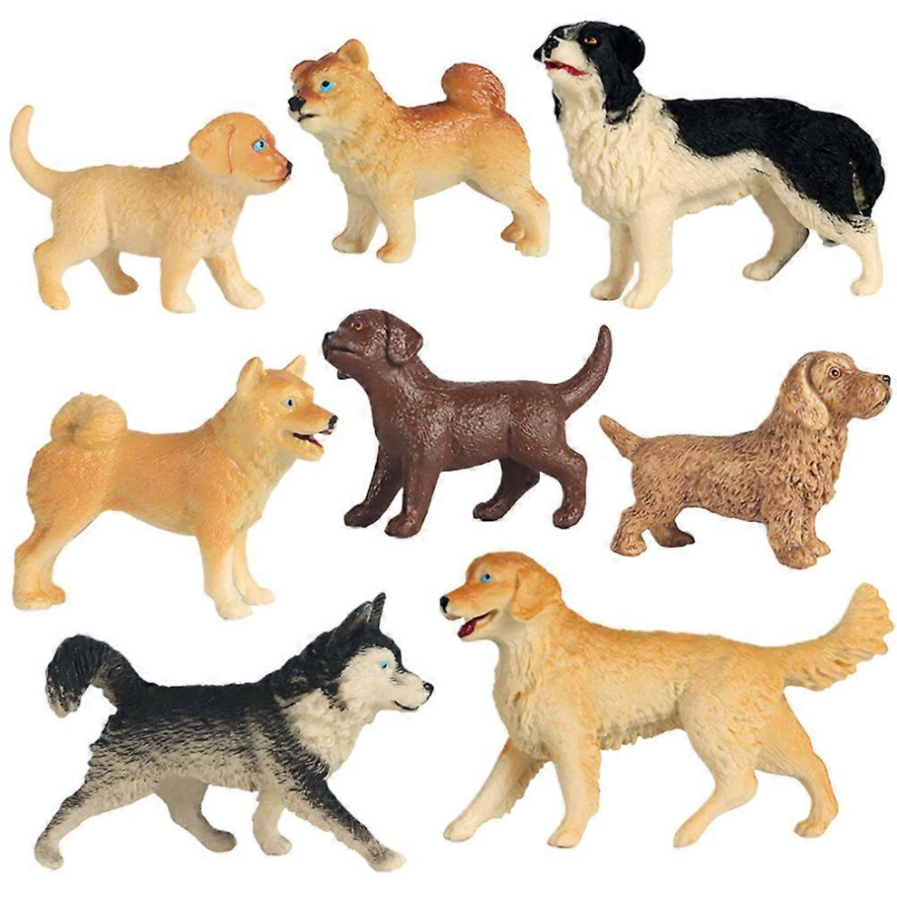 (As Show, One Size) 8Pcs Dog Figurines Model Set Simulation Pvc Animals Toy Playset Educational Learning Toys 4633396541442
