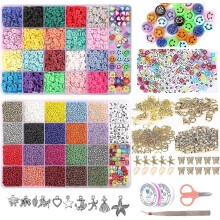 (As show, One size) 25000 Pieces Glass Beads Clay Beads Chain Bead Making Kit Alphabet Bead Pendants