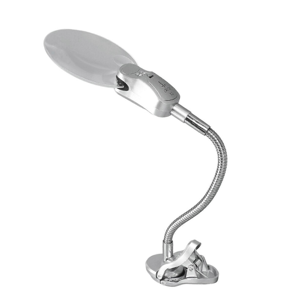 Light (As Show, One Size) Magnifying Glass With Adjustable Flexible Gooseneck Clip On Magnifying Lamp For Reading