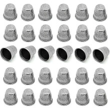 (As show, One size) Zihaisheng 30pcs Silver Toned Vintage Diy Crafts Metal Sewing Thimbles, Sewing Thimble (size (approx):19mm X 18mm)