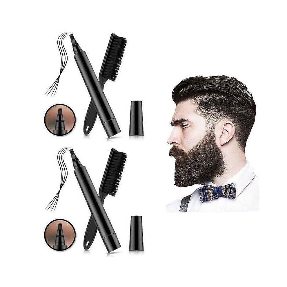 Gray (As Show, One Size) Zihaisheng 2 Waterproof Beard Pencil Filler Long Last Hair Grower Moustache Eyebrow +Brush