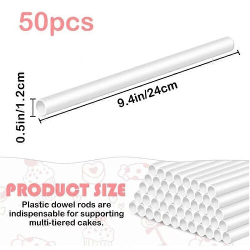 (As show, One size) 50PCS Plastic Cake Dowel Rods to Support Layered Cake Stacking Dowel Straws 1