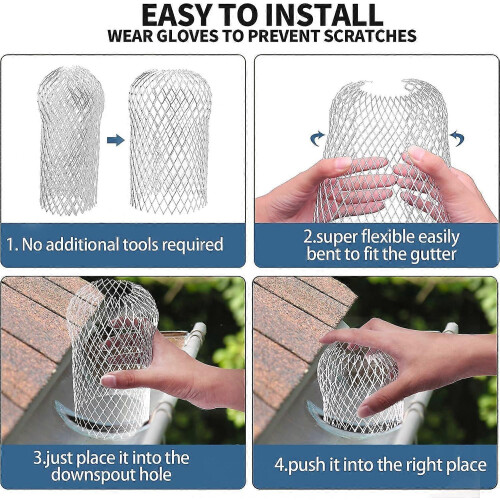 (As show, One size) 4 Pcs Gutter Guards - Aluminum Gutter Downspout Guard, Expandable Leaf Strainer Gutter Screen 2
