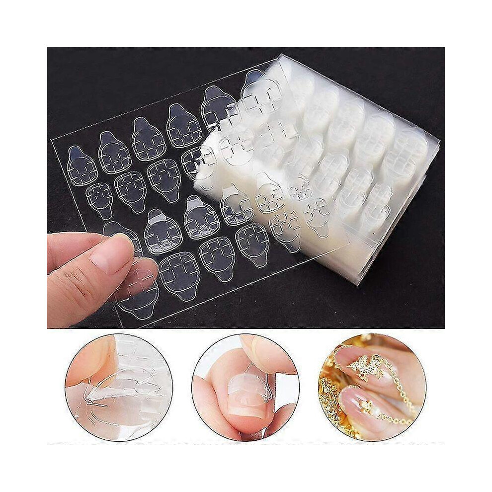 (As show, One size) Zihaisheng 96 Pcs Double-sided Glue Nail Sticker Transparent Ahesive False Nail Tips  For Fingers
