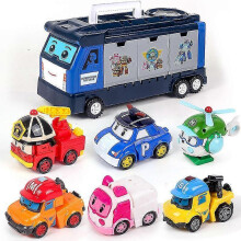 (5 Pcs, One size) Poli Robocar Robot Transforming Robot Fire Truck Traffic Rescue Team Children's Toy Car Set Festive Birthday Gift