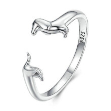 (As show, One size) Dachshund Dog Cute Open Ring Adjustable Ring